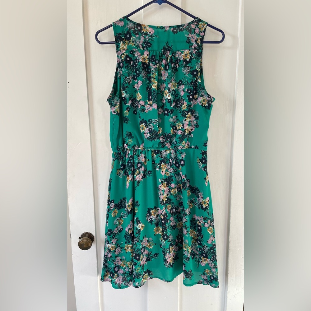 Green spring floral dress